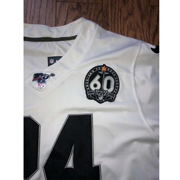 Nike Johnathan Abram Oakland Raiders White Football Jersey 60 Year Patch - Picture 2 of 6